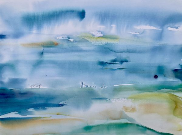 Akvarel af Aarhus Bugt