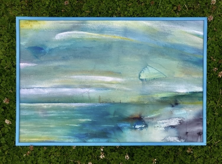 Akvarel af Aarhus Bugt